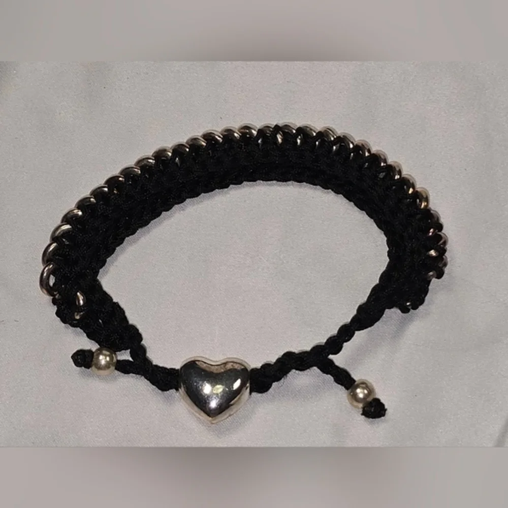 Links of‎ London Silver and Black Authentic Sweetie Friendship Bracelet